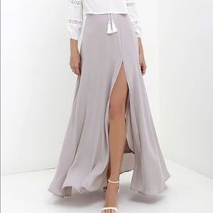 Lulus grey maxi skirt with slit
